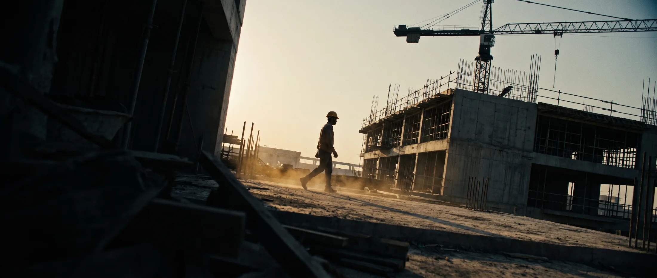 Prédio residencial em construção ao entardecer (imagem ilustrativa)